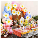 12 Daisy Balloons for Daisy Party Decorations | Huge White Flower Foil Mylar Balloons for Balloon Arch Garland (3 Sizes)