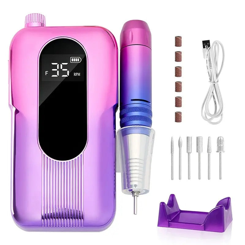 Rechargeable 35000 RPM Nail Drill Portable Electric Nail Drill Professional Efile Nail Drill Kit For Acrylic,for Salon Use Or Home DIY With