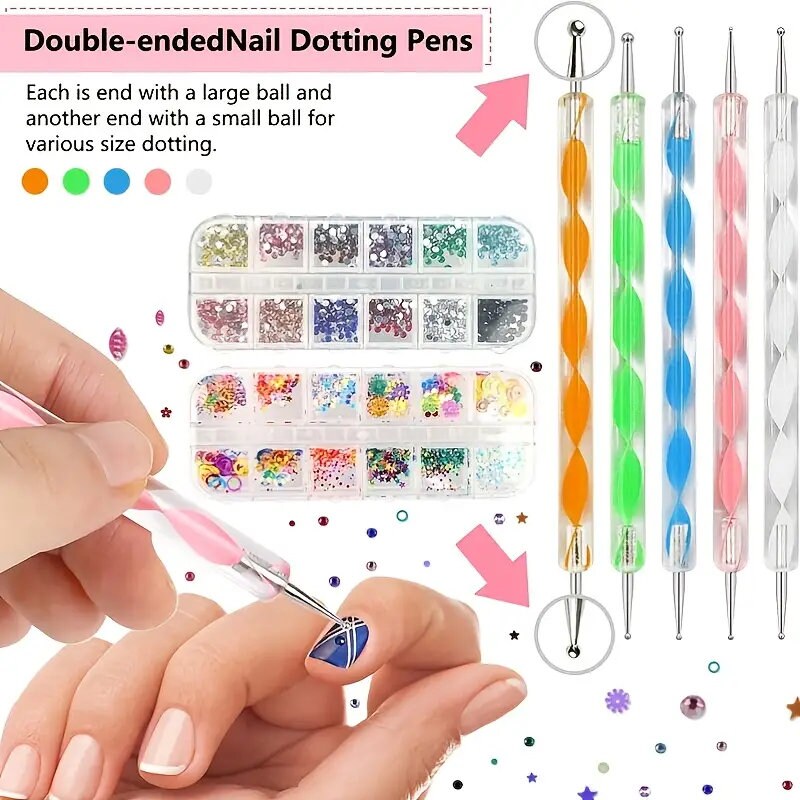 61 PCS Nail Art Kit Accessories | Nail Decoration Kit | Rhinestone Nail Art Brush Set For Manicure | DIY Makeup