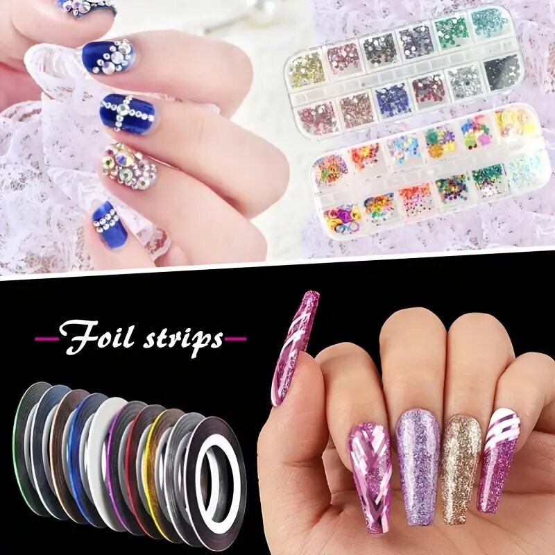 61 PCS Nail Art Kit Accessories | Nail Decoration Kit | Rhinestone Nail Art Brush Set For Manicure | DIY Makeup