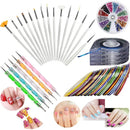 Nail Art Kit Nail Design Tools With 30 Striping Tape 4Pcs Striping Roller Box 12 Colors Rhinestones 5pcs Dotting Pen 15pcs Nial At Brush Set