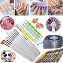 Nail Art Kit Nail Design Tools With 30 Striping Tape 4Pcs Striping Roller Box 12 Colors Rhinestones 5pcs Dotting Pen 15pcs Nial At Brush Set