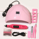 7 In 1 Nail Art Tool Set Nail Lamp  Nail Polish  Glue Drying Machine | Nail Polisher | Dead Skin Fork Dead Skin Push Rubbing Finger Divider