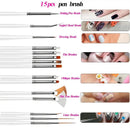 Nail Art Kit Nail Design Tools With 30 Striping Tape 4Pcs Striping Roller Box 12 Colors Rhinestones 5pcs Dotting Pen 15pcs Nial At Brush Set