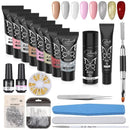 Nail Extension Gel Set | 8 Colors UV Poly Nail Gel Kit With Flash Drill Manicure Accessories Nail Art Tool For Starter