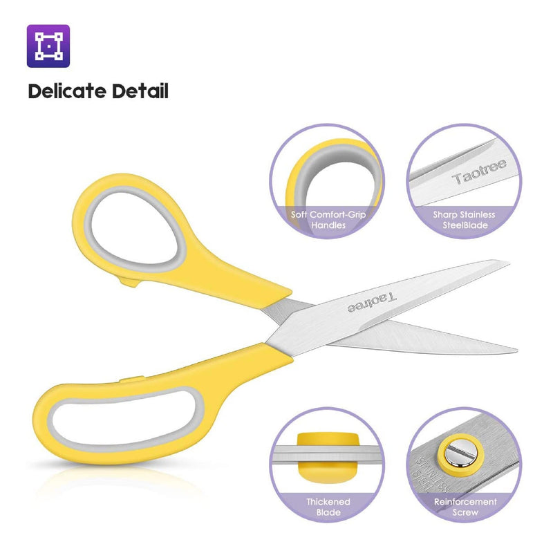 Taotree Multi-Purpose Scissors Bulk Pack of 5 Sharp Stainless Steel Scissors | For Office Home General Use