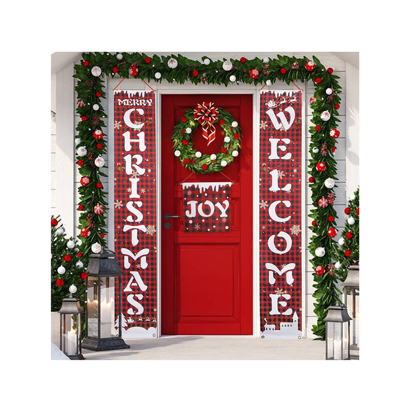 Merry Christmas Banner for Home | 3-Pack Holiday Christmas Porch Sign Decorations