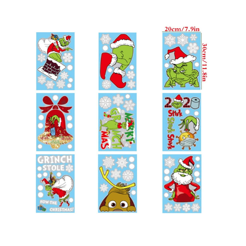 Window Clings Christmas Decals | 9 Sheet Window Decorations Double | Side Snowflakes Sticker