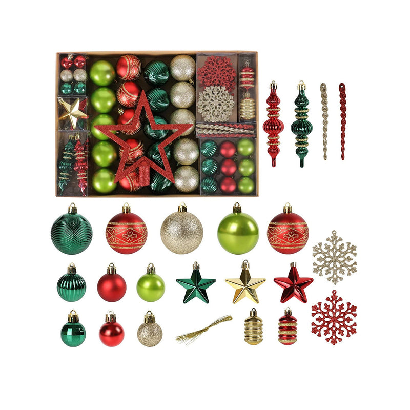 Christmas Tree Ornaments 78 Pack Christmas Tree Decorations Red and Green Gold Christmas Ball