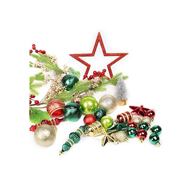 Christmas Tree Ornaments 78 Pack Christmas Tree Decorations Red and Green Gold Christmas Ball