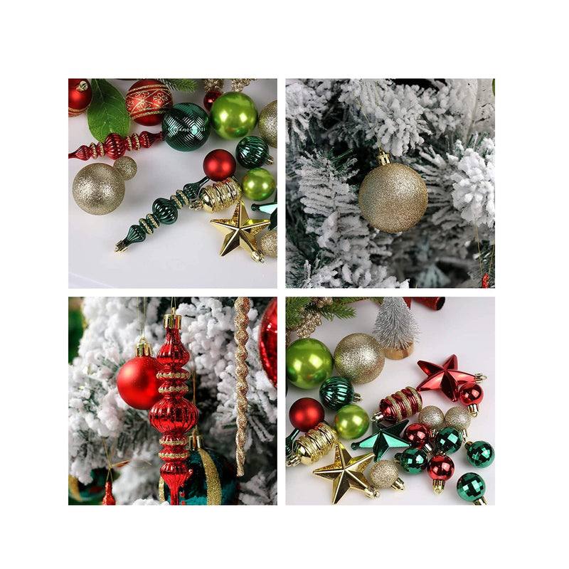 Christmas Tree Ornaments 78 Pack Christmas Tree Decorations Red and Green Gold Christmas Ball