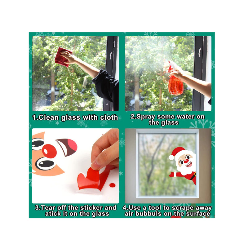 KIMOBER 150 PCS Christmas Window Clings | Santa Claus Snowman Christmas Balls Window Glass Decorations for Party Supplies