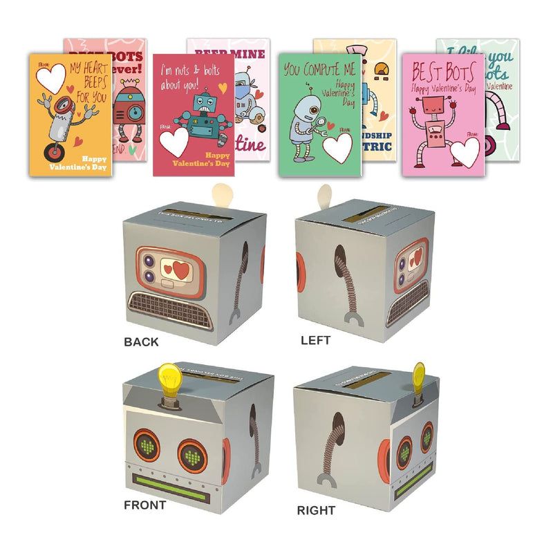 Valentine's Boxes For Children | Robot Valentine Cards For kids And Mailbox For Exchange And Greetings In The Classroom