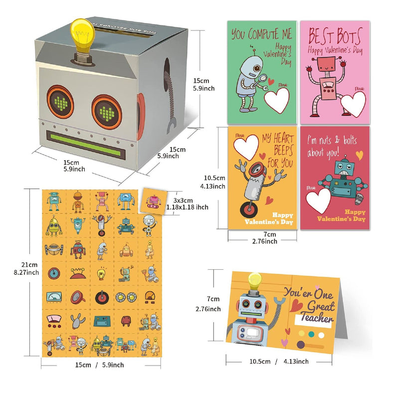 Valentine's Boxes For Children | Robot Valentine Cards For kids And Mailbox For Exchange And Greetings In The Classroom