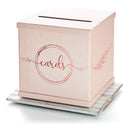 Hayley Cherie Pink Gift Card Box With Rose Gold Foil Design | Textured Finish | Large 10 x 10 Inch | For Wedding Receptions