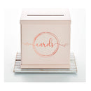 Hayley Cherie Pink Gift Card Box With Rose Gold Foil Design | Textured Finish | Large 10 x 10 Inch | For Wedding Receptions