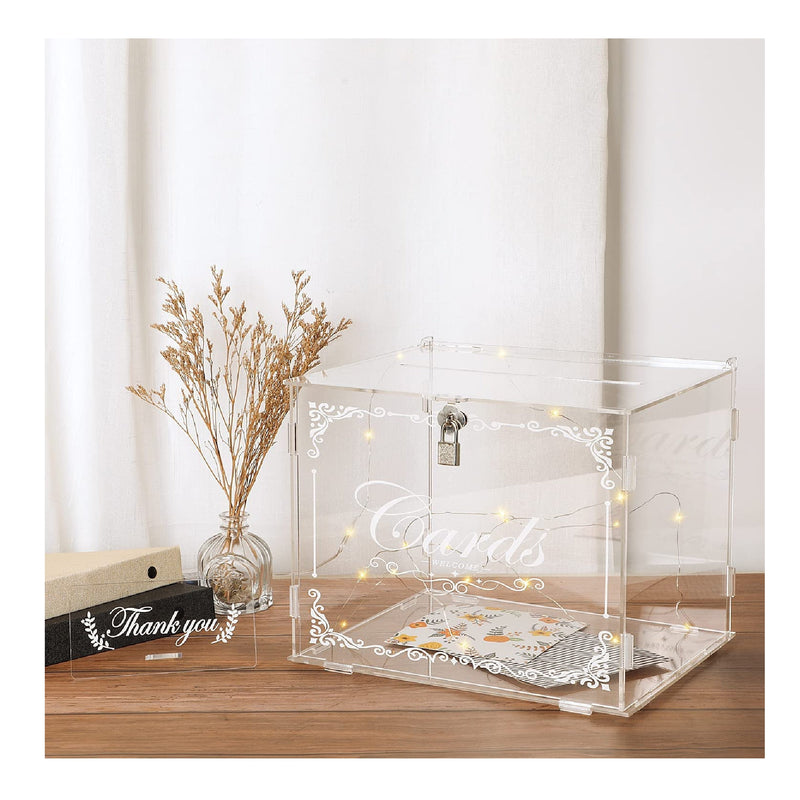 Ywlake Acrylic Wedding Card Box With Lock And Slot | Cash Gift Box Holder | Wedding Mail Box