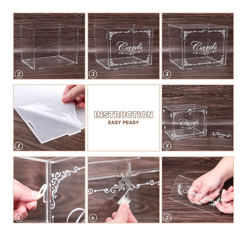 Ywlake Acrylic Wedding Card Box With Lock And Slot | Cash Gift Box Holder | Wedding Mail Box