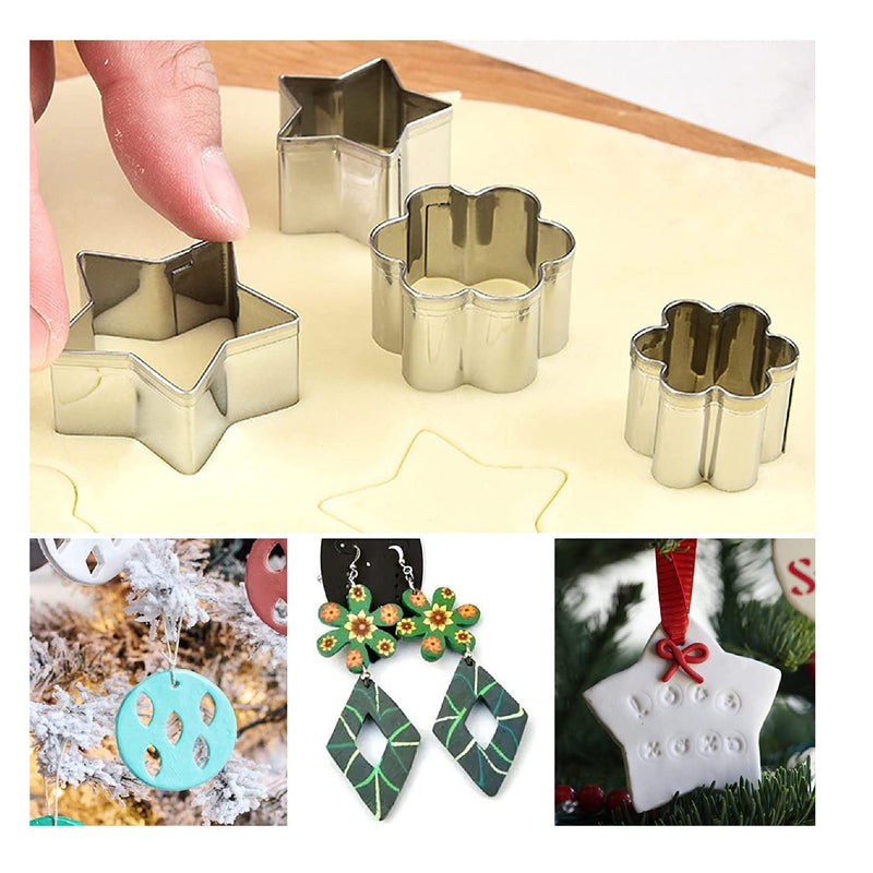 Polymer Clay Cutters | 30 Stainless Steel Pieces | Clay Cutter Set | 10 Shapes | 3 Sizes | Clay Tools