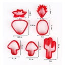 7 Piece Polymer Clay Cutter Set | Polymer With 3D Printing Technology | Includes Strawberry | Pineapple | Cactus