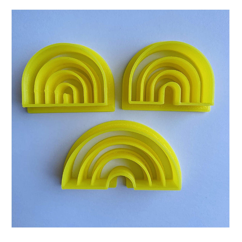 Rainbow Set Of 3 Polymer Clay Cutters With Combination Stamp