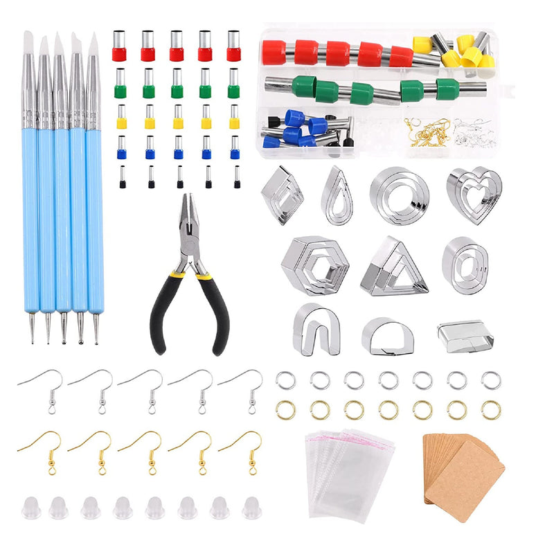Rustark | Set Of 195 Polymer Clay Cutters Including Pliers | Stainless Steel Clay Earring Cutters