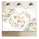 AIBIIN 7x5ft Mr And Mrs Violet Wedding Backdrop For Bachelorette Party Purple And White Flowers Photography Background