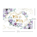 AIBIIN 7x5ft Mr And Mrs Violet Wedding Backdrop For Bachelorette Party Purple And White Flowers Photography Background