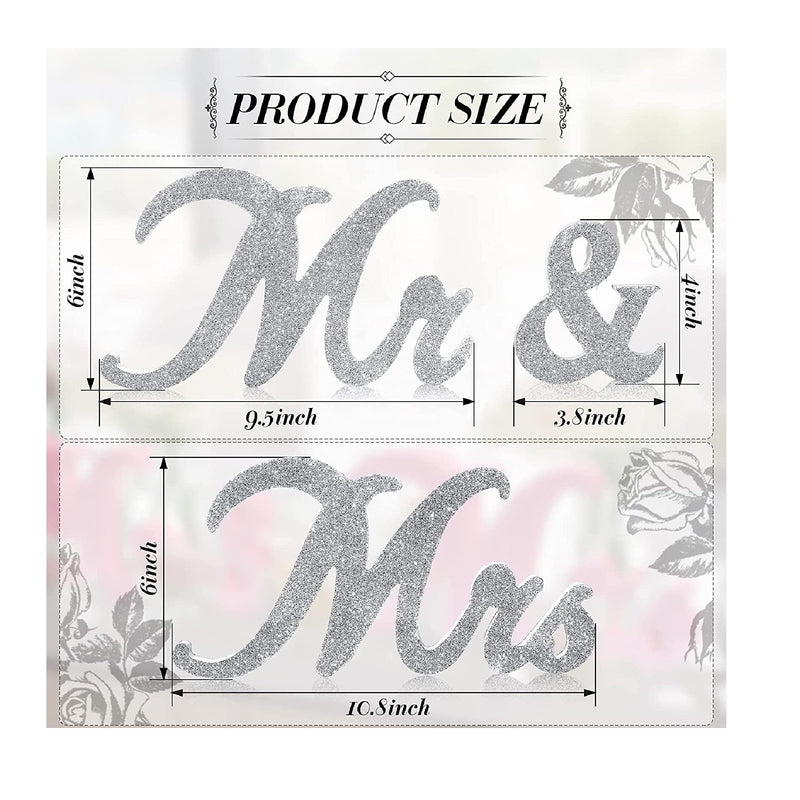 6 Inch Mr And Mrs Sign | Vintage Style | With Mr And Mrs Wooden Letters | With Glitter For Wedding Bride