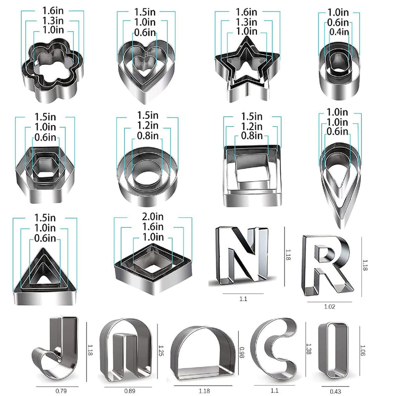 37 units| Polymer Clay Cutters | Stainless Steel Cutting Tool Molds For Earring Jewelry Making