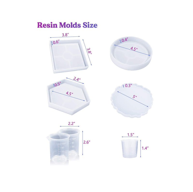 LET’S Resin Resin Coaster Molds Kit | 16oz Resin Starter Kit for Beginners | Includes Epoxy Resin