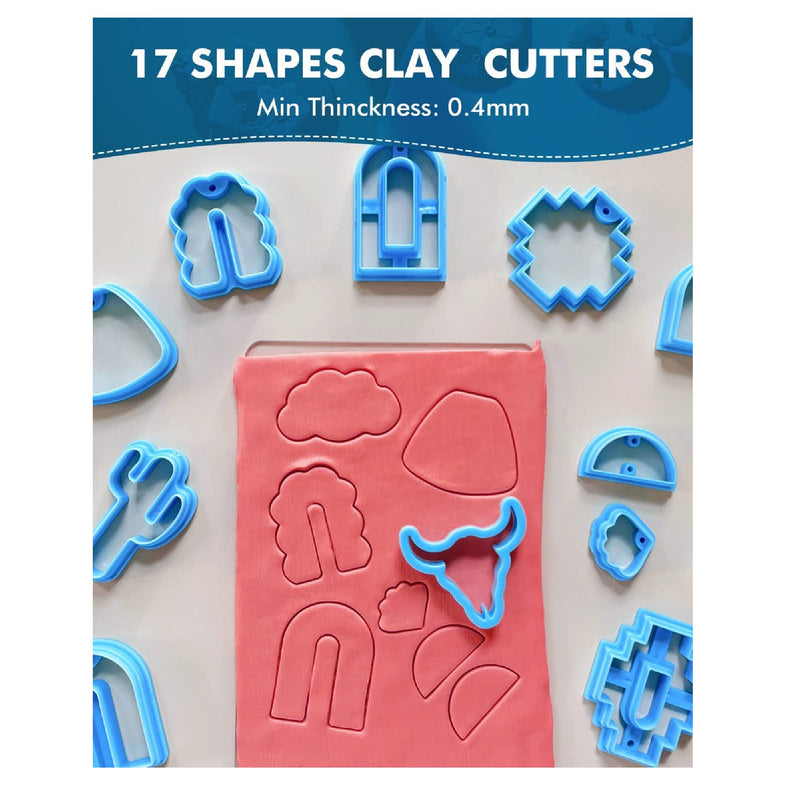 Keoker Polymer Clay Cutters | Set Of 17 Plastic Clay Cutter Shapes for Polymer Clay Jewelry with 16 Circle Shape Cutters