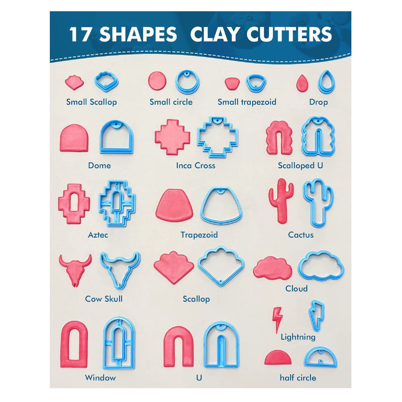 Keoker Polymer Clay Cutters | Set Of 17 Plastic Clay Cutter Shapes for Polymer Clay Jewelry with 16 Circle Shape Cutters