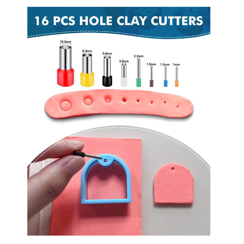 Keoker Polymer Clay Cutters | Set Of 17 Plastic Clay Cutter Shapes for Polymer Clay Jewelry with 16 Circle Shape Cutters