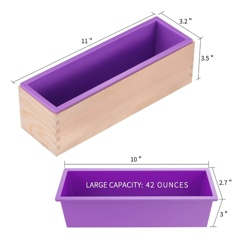 ZYTJ Silicone Soap Mold Kit | Flexible Rectangular Bar | Comes With Wooden Box | 42 ounces