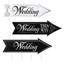 Amosfun 3 Sets Wedding Yard Signs Wedding Directional Signs Road Sign Outdoor Wedding Decoration