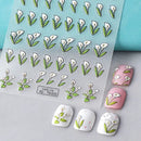 New Craft Plant Embossed Nail Stickers 5D Flower Nail Decorative Decals With Back Glue