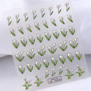 New Craft Plant Embossed Nail Stickers 5D Flower Nail Decorative Decals With Back Glue