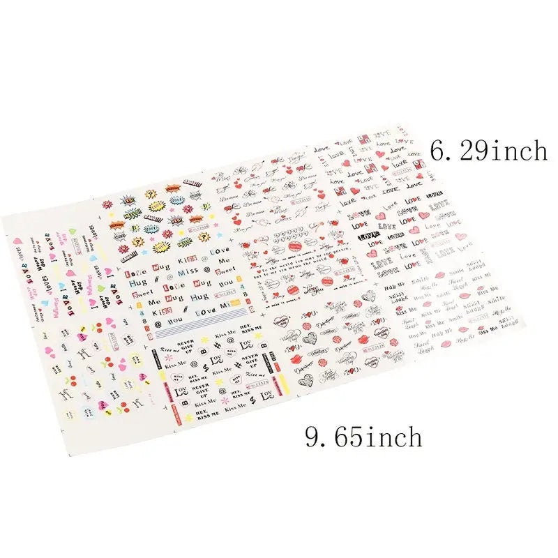 Valentine's Day Nail Art Stickers Love Letter Red Heart Lips Sliders Water Decals Manicure Nail Decoration