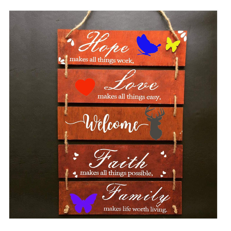 Unfinished Wooden Sign | Blank Rectangular Hanging Wooden Plaque, Craft Project | wooden sign with rope door, wall art