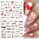 Valentine's Day Nail Art Stickers Love Letter Red Heart Lips Sliders Water Decals Manicure Nail Decoration