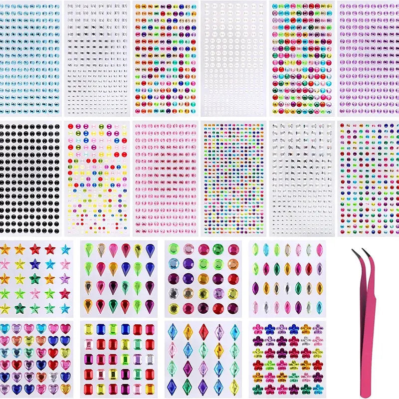 Artificial Jewels Stickers | Artificial Rhinestones For Crafts And Makeup | Self Adhesive Bling Jewel For Nail Art | Art Accessories