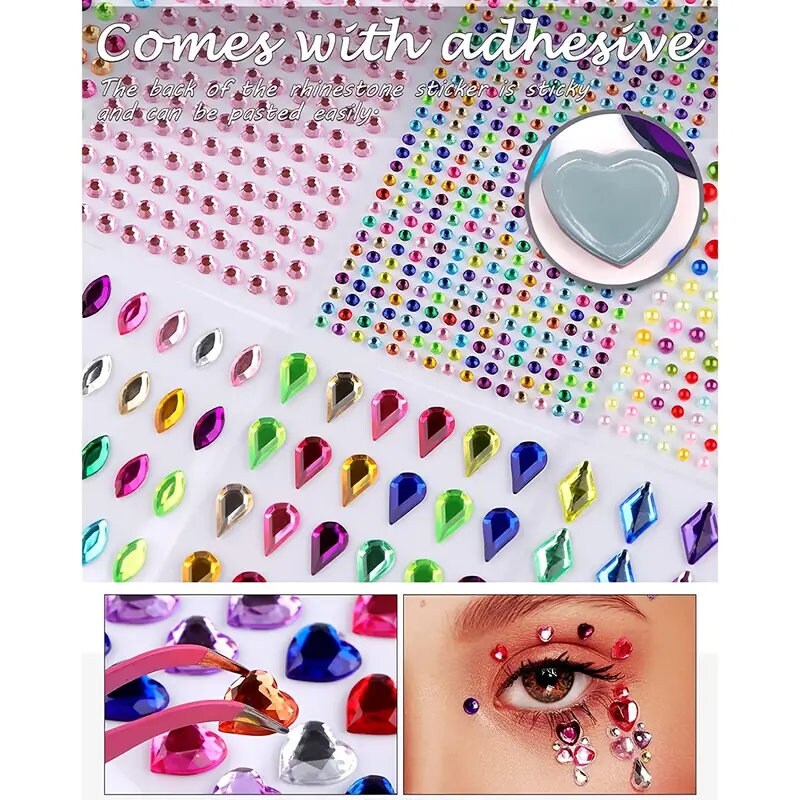Artificial Jewels Stickers | Artificial Rhinestones For Crafts And Makeup | Self Adhesive Bling Jewel For Nail Art | Art Accessories