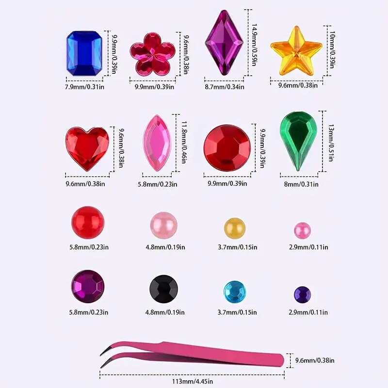 Artificial Jewels Stickers | Artificial Rhinestones For Crafts And Makeup | Self Adhesive Bling Jewel For Nail Art | Art Accessories