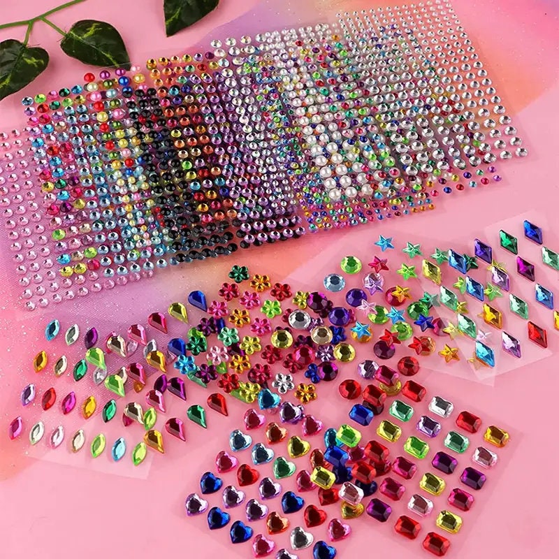 Artificial Jewels Stickers | Artificial Rhinestones For Crafts And Makeup | Self Adhesive Bling Jewel For Nail Art | Art Accessories
