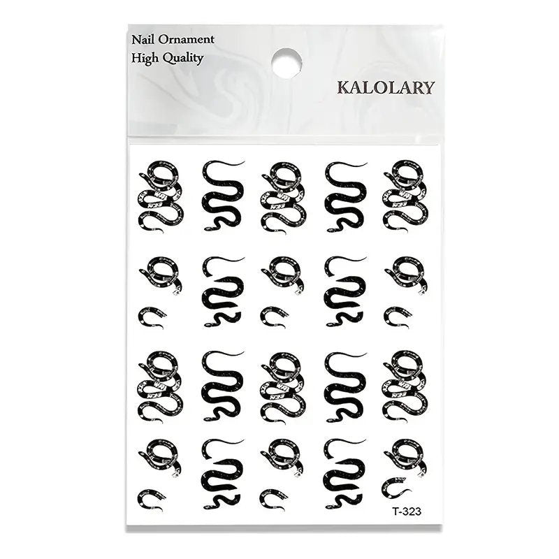 Snake Nail Stickers Black Snake Nail Art Stickers Decals 3D Self-Adhesive Nail Art Supplies |Nail Art Decorations For Acrylic Nails Manicure