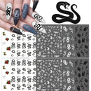 Snake Nail Stickers Black Snake Nail Art Stickers Decals 3D Self-Adhesive Nail Art Supplies |Nail Art Decorations For Acrylic Nails Manicure