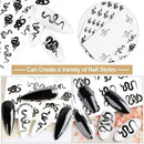 Snake Nail Stickers Black Snake Nail Art Stickers Decals 3D Self-Adhesive Nail Art Supplies |Nail Art Decorations For Acrylic Nails Manicure