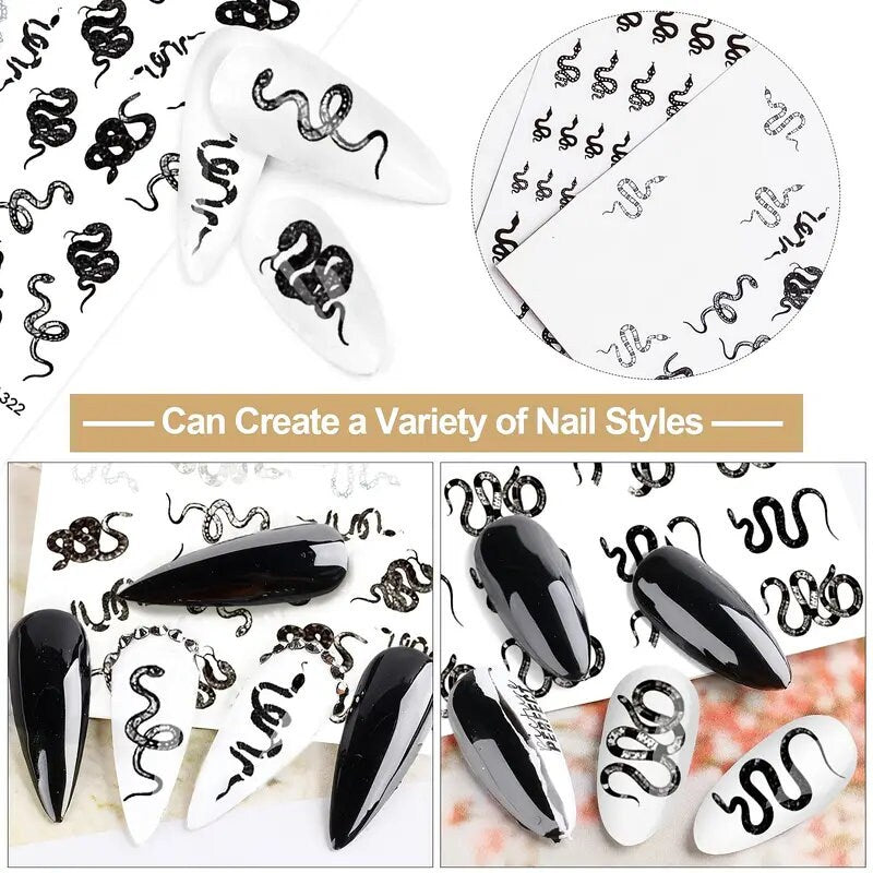 5 Sheets Snake Nail Art Stickers Decals Nail Foil Art Supplies Nail  Accessories Luxury Street Fashion Python Cool 3designs Adhesive Nail  Stickers Cosp | Fruugo SA