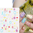 5D Embossed Cartoon Nails Art Stickers Colorful Heart Oval Simple Geometric Lines Design Kid Fun Nail Decals Manicure 2 Pcs